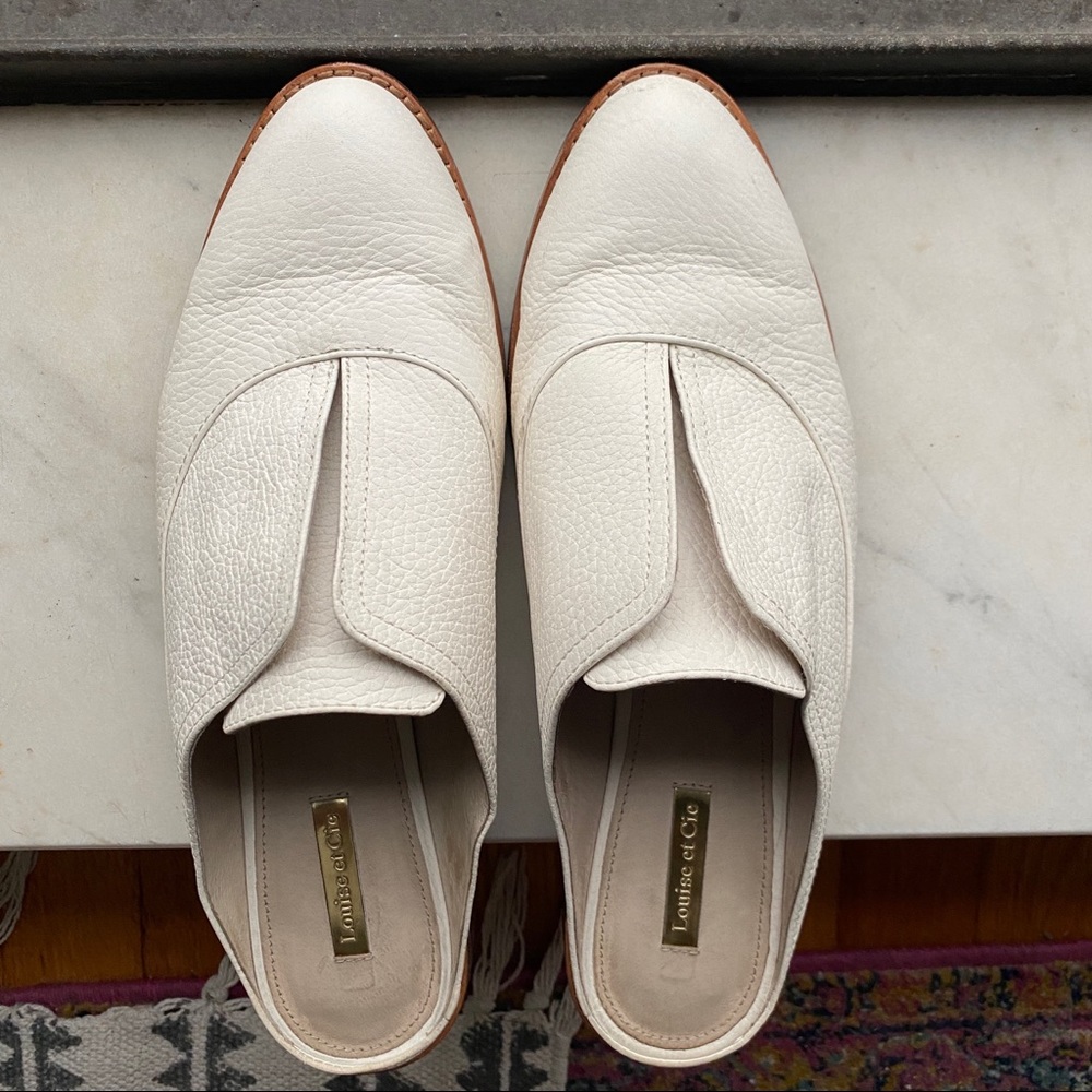 White leather Louise et Cie slides